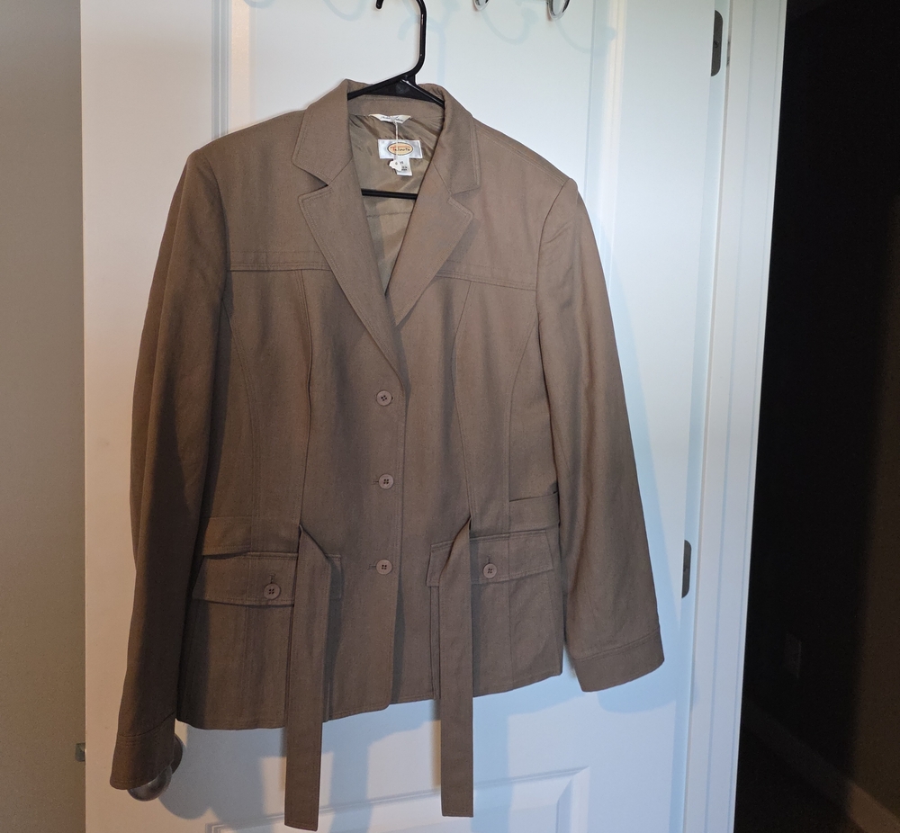 Talbots Tailored Brown Blazer with Front Tie Detail